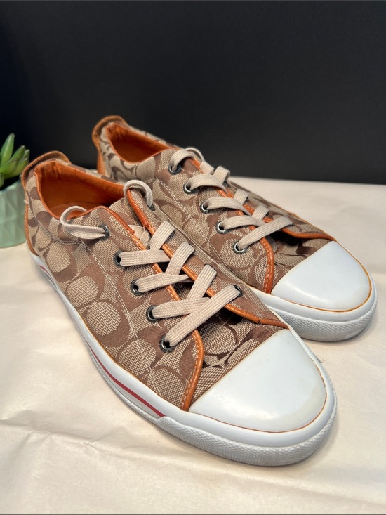Coach Shoes - Coach Barrett Signature Canvas Low-Top Sneakers in Brown with Cream Accents